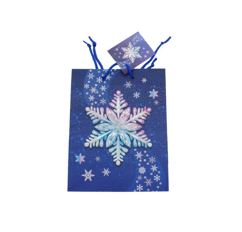 MICA Geschenkbox Geschenktasche - Schneeflocke - Maße ca. 17,8 x 9,8 x 22,9 cm von MICA