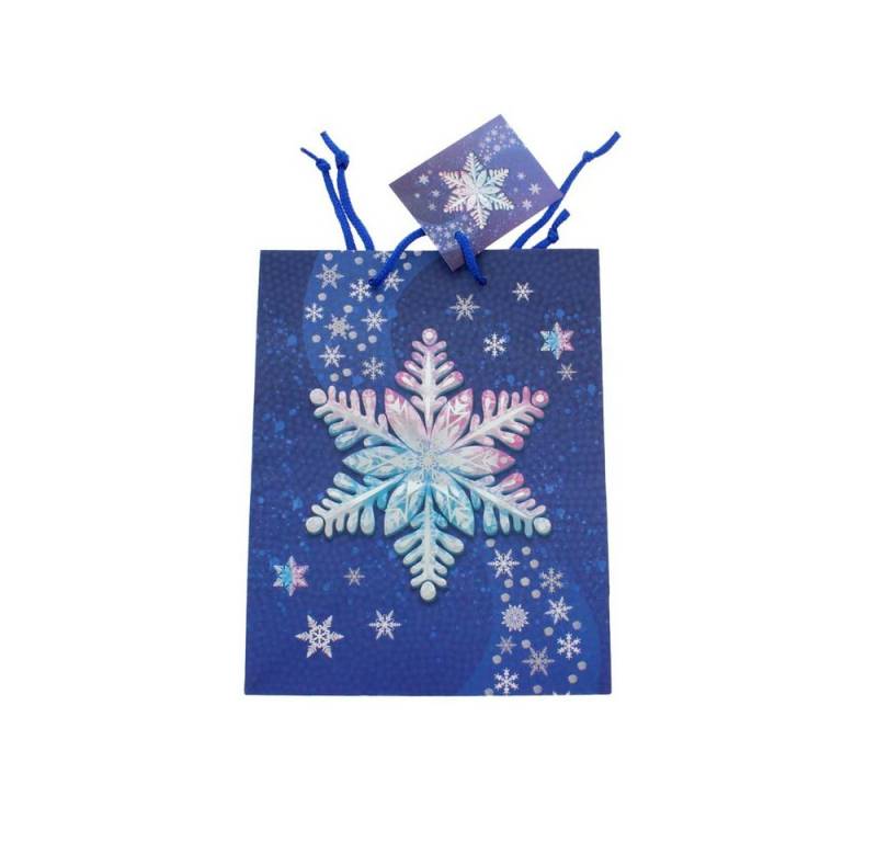 MICA Geschenkbox Geschenktasche - Schneeflocke - Maße ca. 17,8 x 9,8 x 22,9 cm von MICA
