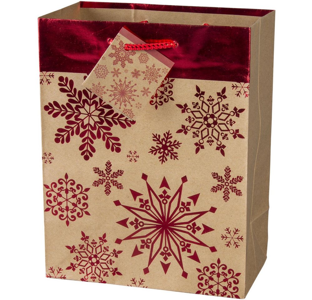 MICA Geschenkbox Geschenktasche - Schneeflocken - 18 x 23 x 10 cm von MICA