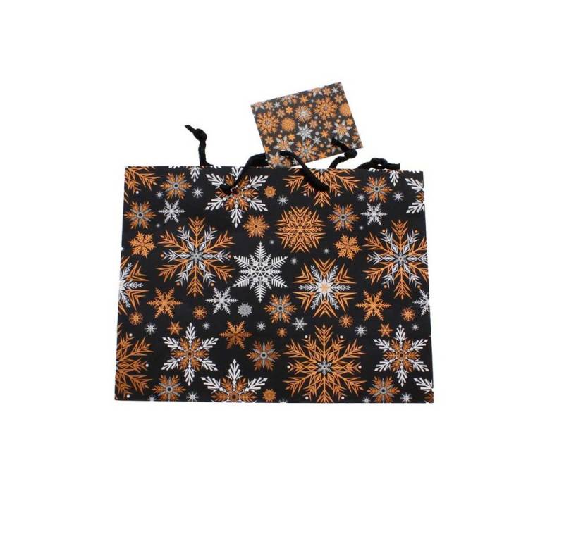 MICA Geschenkbox Geschenktasche - Schneeflocken - Maße ca. 22,9 x 26 x 12,7 cm von MICA