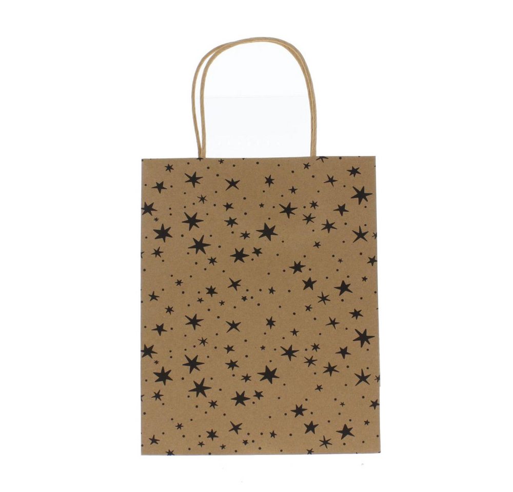 MICA Geschenkbox Geschenktasche Sterne - braun/schwarz - ca. 25 x 11 x 33 cm von MICA