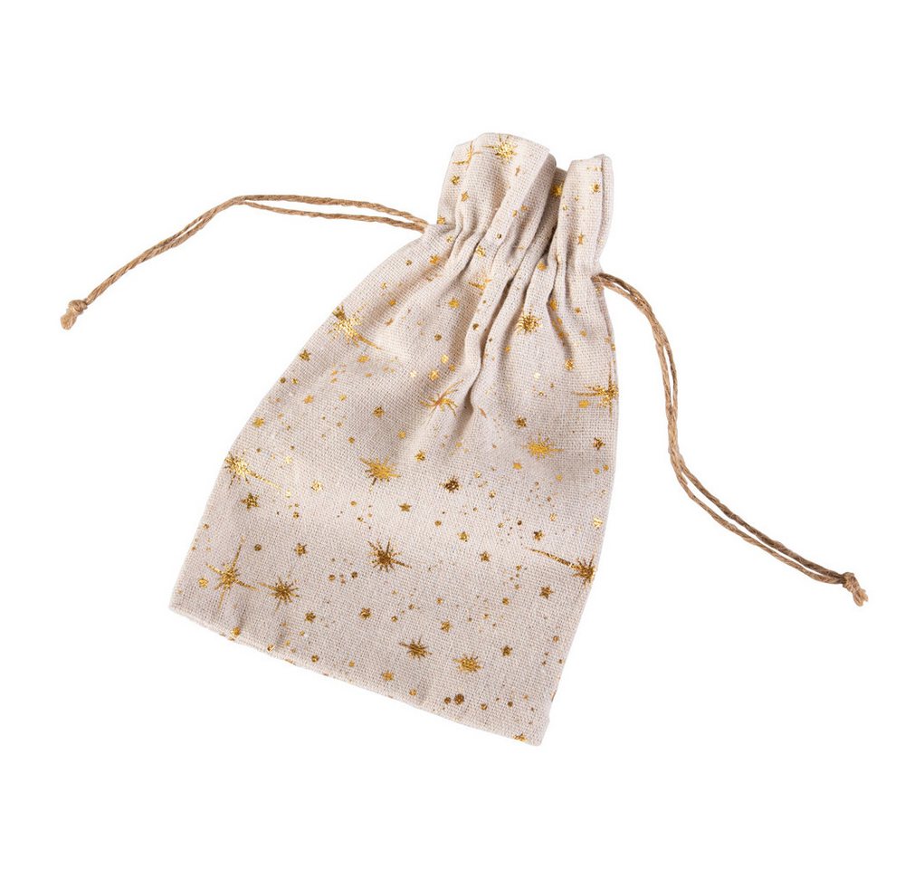 MICA Geschenkbox Nikolaussäckchen grau/gold - aus Textil - ca. 20 x 13 cm von MICA