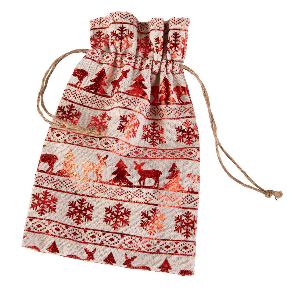 MICA Geschenkbox Nikolaussäckchen rot/weiß - aus Textil - ca. 20 x 13 cm von MICA