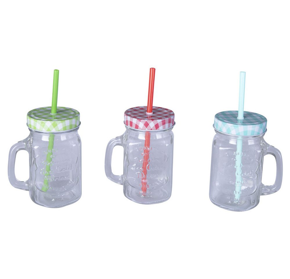 MICA Glas Trinkglas mit Deckel und Trinkhalm - 450 ml - 1 Stück, Glas MICA Glas Trinkglas mit Deckel und Trinkhalm - 450 ml - 1 Stück, Glas von MICA