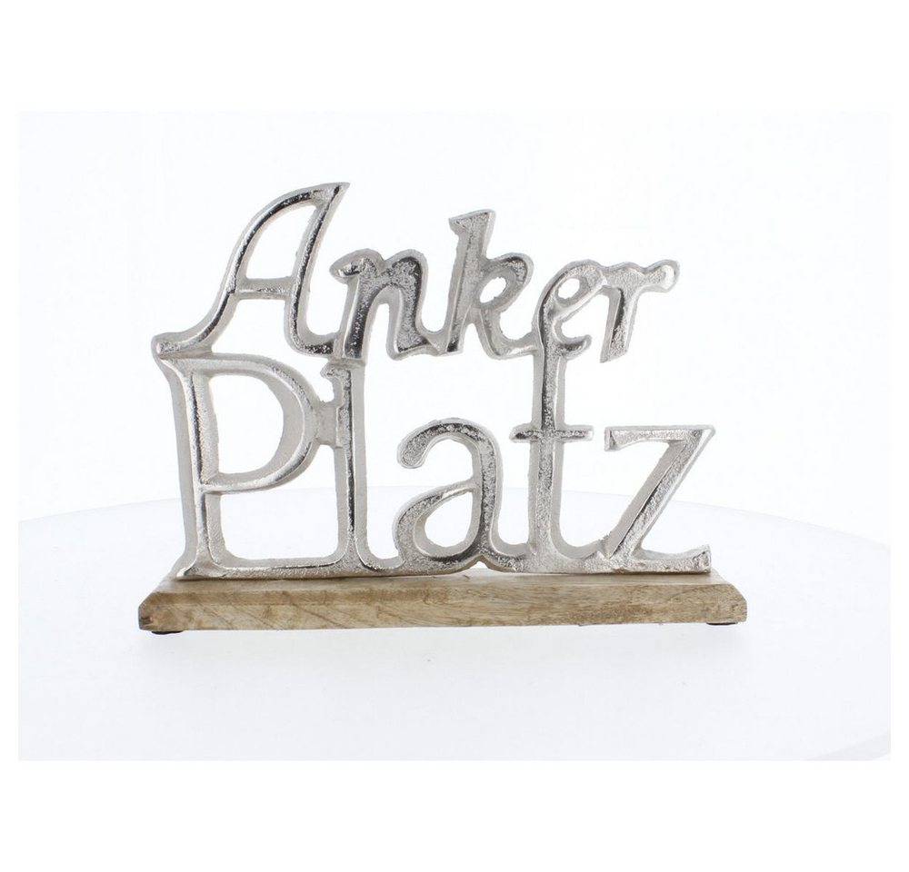 MICA Hängedekoration Schriftzug - Anker Platz - silber/braun - ca. 25 x 5 x 16,5 cm von MICA