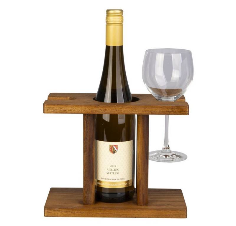 MICA Hängedekoration Weinhalter für Flasche und Gläser - braun - ca. 24 x 12 x 19 cm von MICA