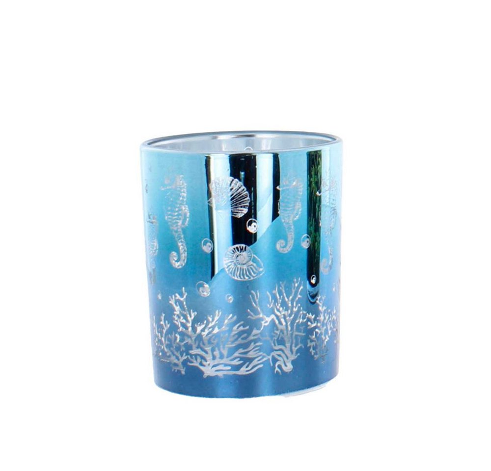 MICA LED-Leuchte Teelichtglas Ozean - blau/silber - ca. 7 x 8 cm MICA LED-Leuchte Teelichtglas Ozean - blau/silber - ca. 7 x 8 cm von MICA