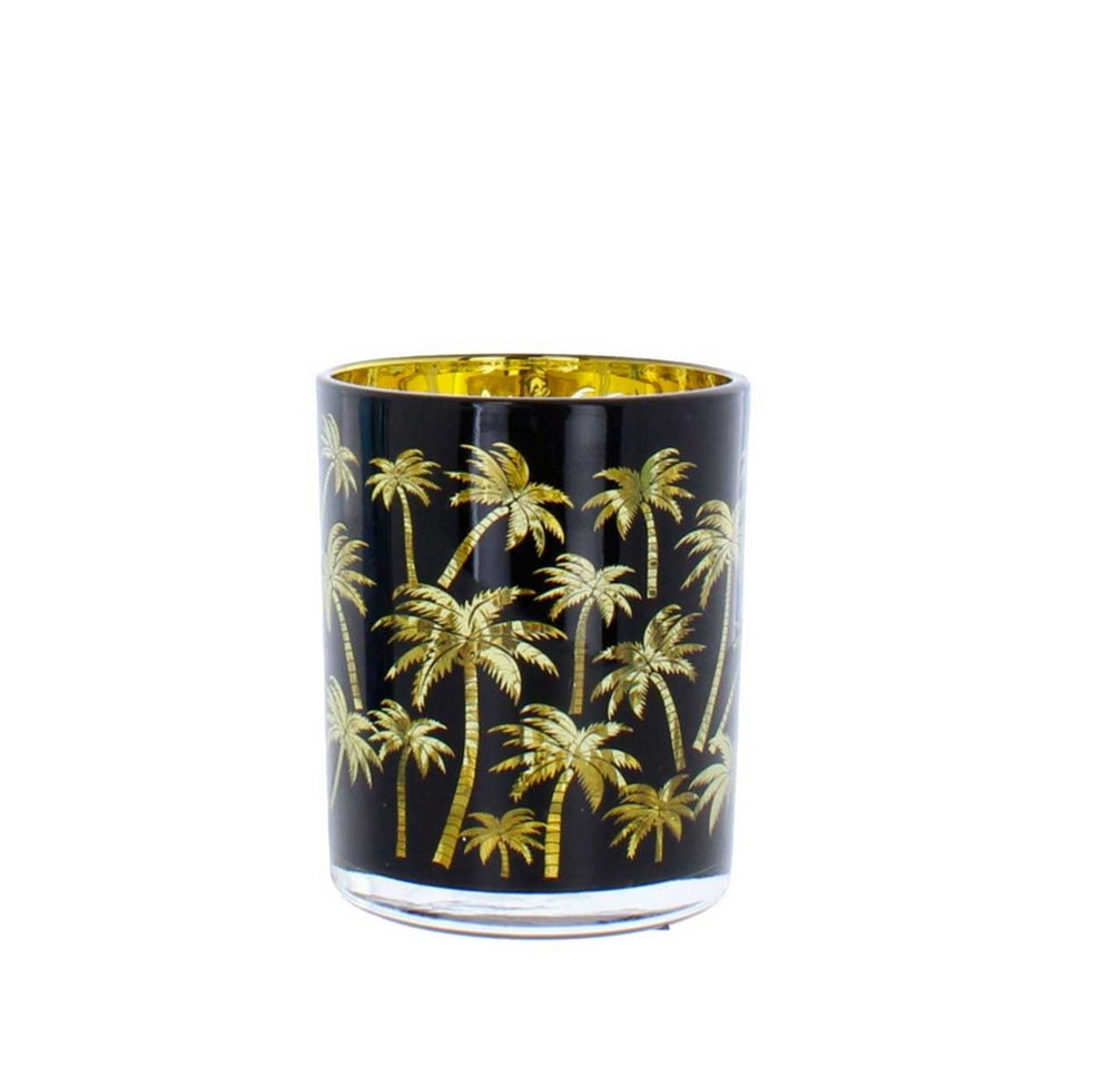 MICA LED-Leuchte Teelichtglas Palmen - schwarz/gold - ca. 7 x 8 cm MICA LED-Leuchte Teelichtglas Palmen - schwarz/gold - ca. 7 x 8 cm von MICA