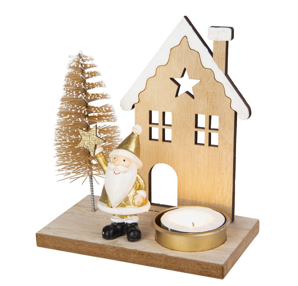 MICA Teelichthalter Teelichthalter - Weihnachtsszene - gold/grün/braun - ca. 12 x 6,5 x 13 MICA Teelichthalter Teelichthalter - Weihnachtsszene - gold/grün/braun - ca. 12 x 6,5 x 13 von MICA