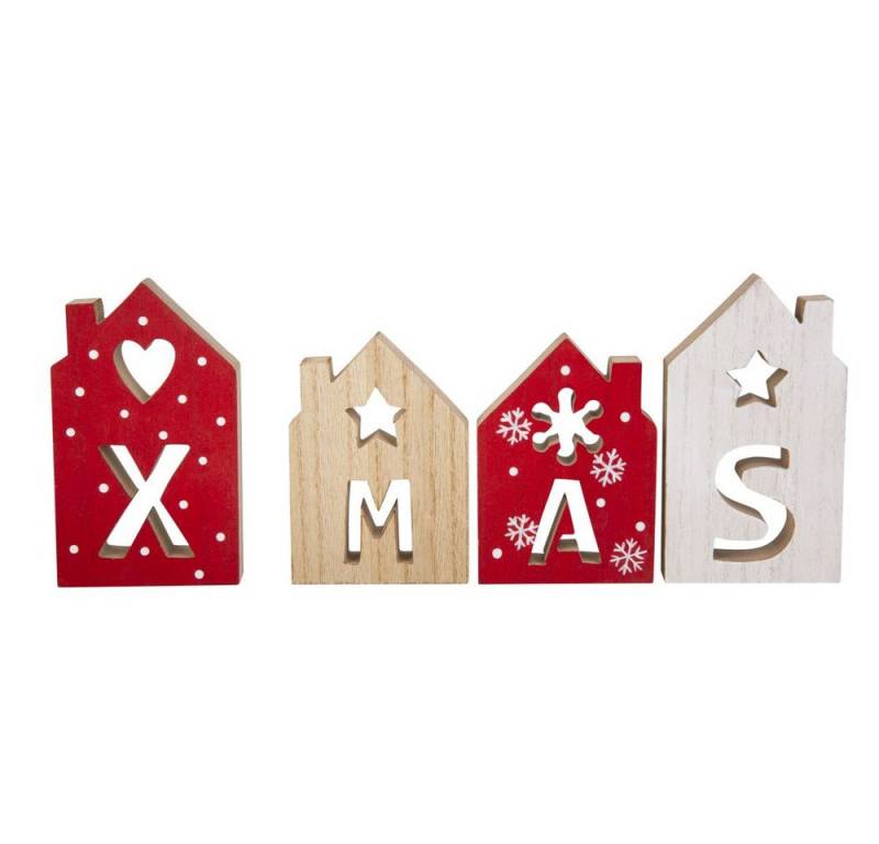 MICA Weihnachtsfigur 4 Häuschen - Xmas - rot/weiß/braun - ca. 28 x 2 x 12 cm MICA Weihnachtsfigur 4 Häuschen - Xmas - rot/weiß/braun - ca. 28 x 2 x 12 cm von MICA