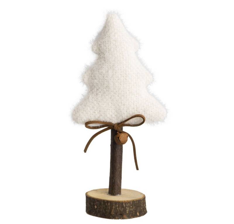 MICA Weihnachtsfigur Baum mit Glöckchen weiß - ca. 10 x 6,5 x 21 cm von MICA