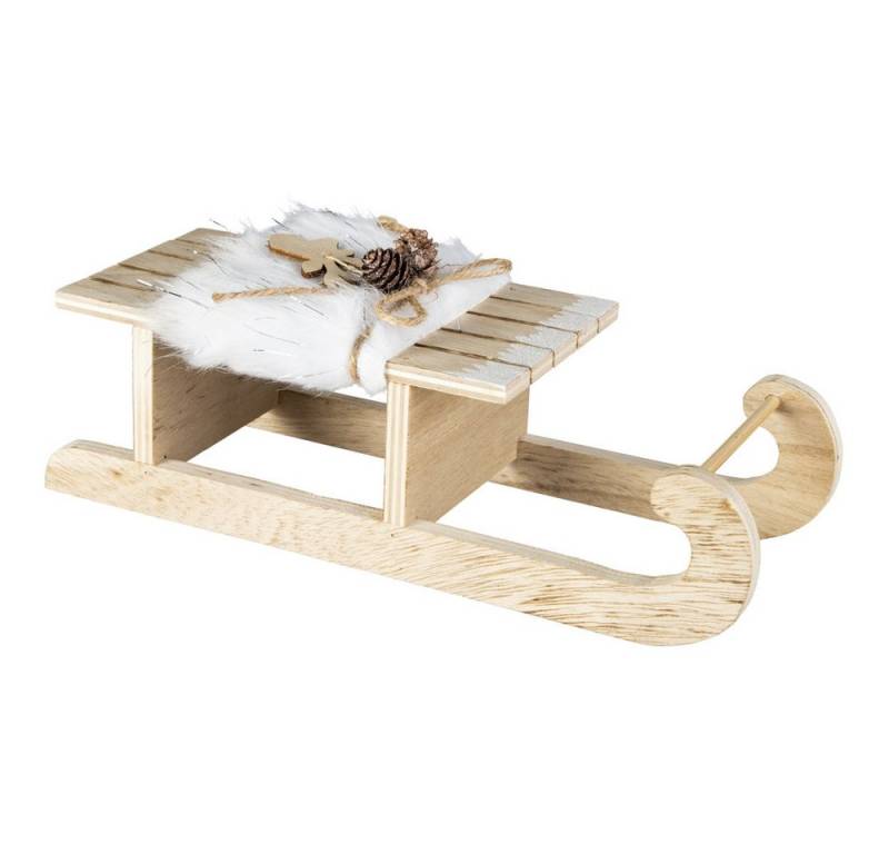 MICA Weihnachtsfigur Deko-Schlitten - aus Holz - ca. 28 x 10 x 8 cm von MICA