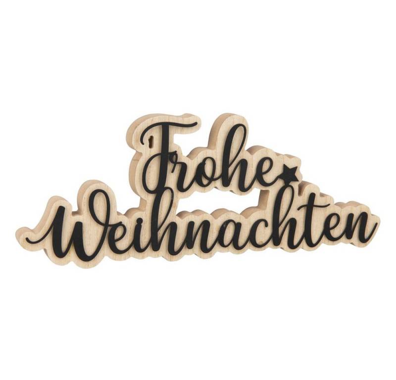 MICA Weihnachtsfigur Schriftzug - Frohe Weihnachten - braun/schwarz - ca. 34 x 2 x 12,5 cm MICA Weihnachtsfigur Schriftzug - Frohe Weihnachten - braun/schwarz - ca. 34 x 2 x 12,5 cm von MICA