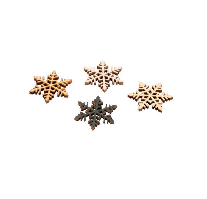 MICA Weihnachtsfigur Streudeko Schneeflocken - aus Holz - ca. 3 x 3 cm - 36 Stück von MICA