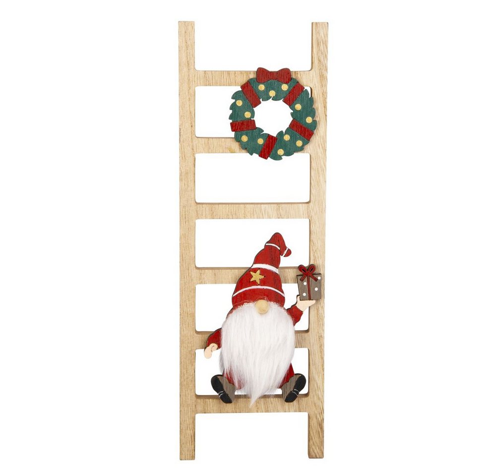 MICA Weihnachtsfigur Wichtel auf Leiter - ca. 10 x 30 cm von MICA