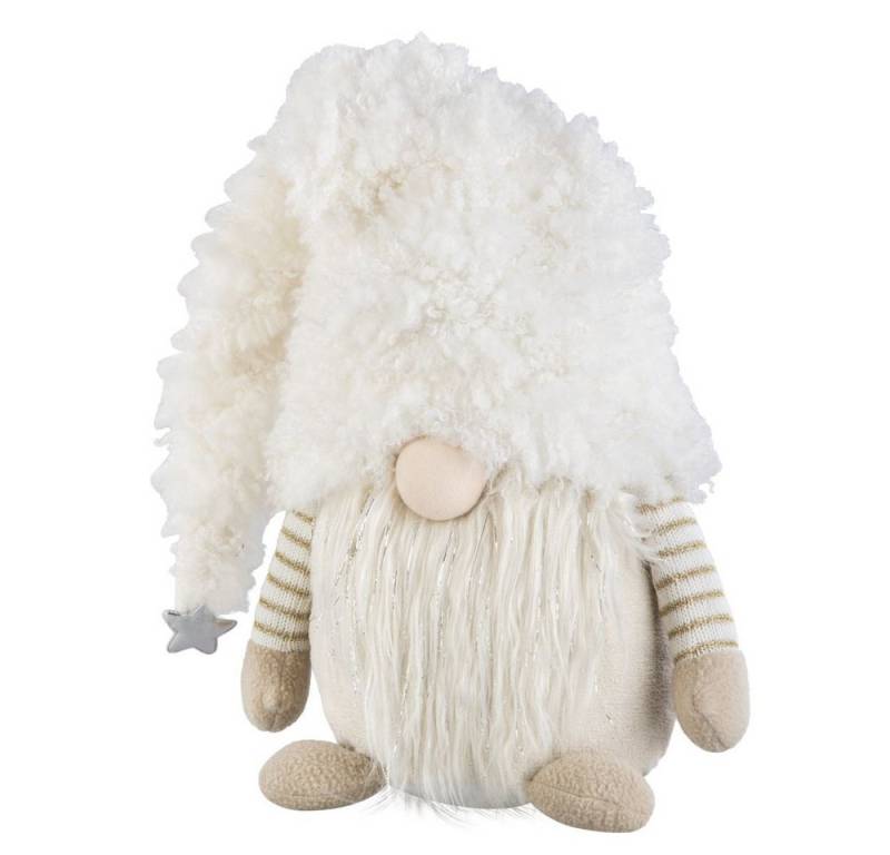 MICA Weihnachtsfigur Wichtel stehend - weiß - plüschig - ca. 27 x 21 x 78 cm von MICA