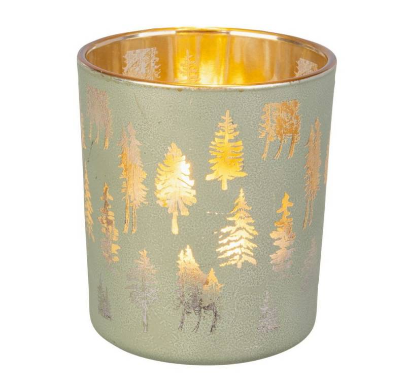 MICA Windlicht Teelichtglas - Bäume - ca. 8 x 10 cm - 1 Stück von MICA