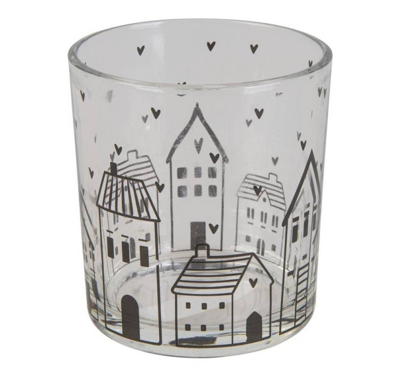 MICA Windlicht Teelichtglas Häuser klar - ca. 7 x 8 cm von MICA
