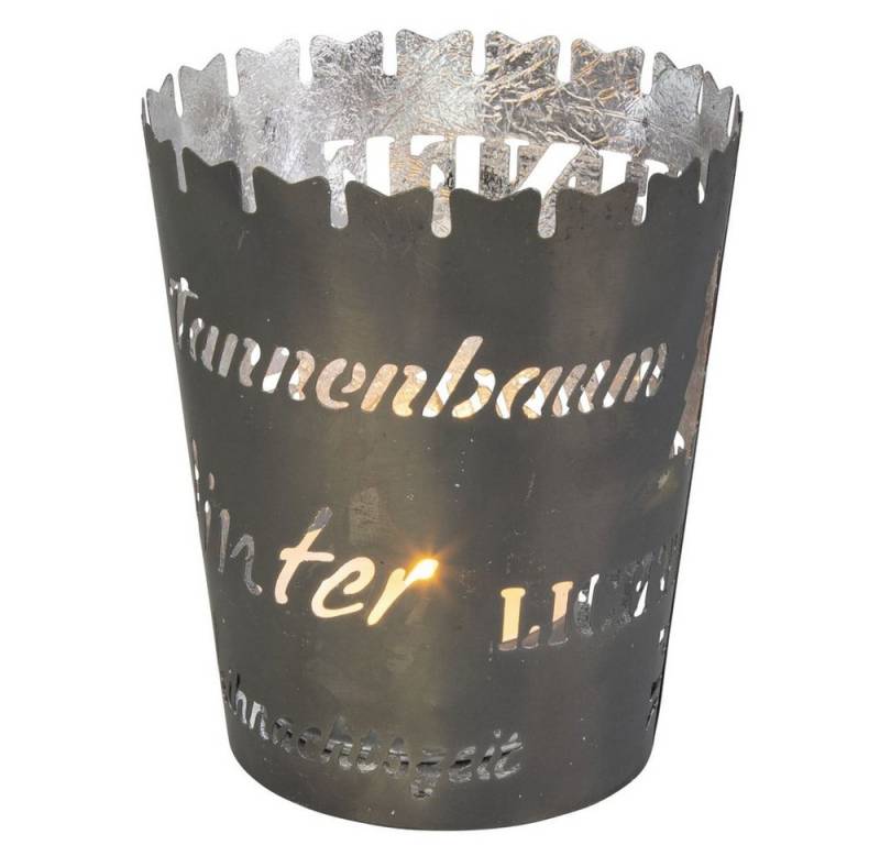 MICA Windlicht Teelichtglas Winter grau/weiß - ca. 8 x 8 cm von MICA