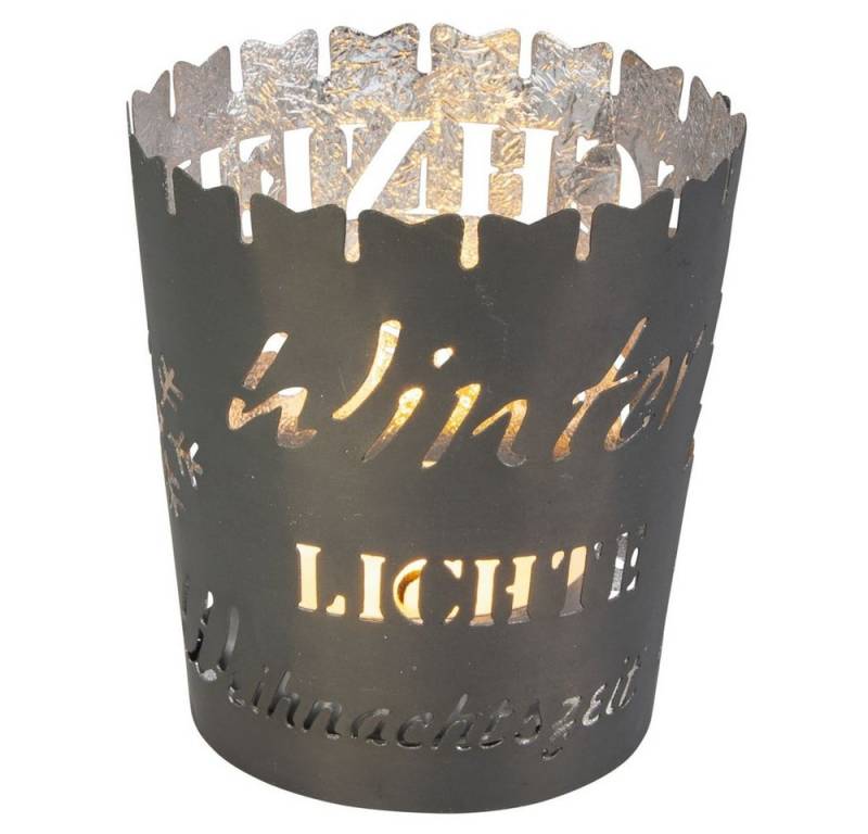 MICA Windlicht Teelichtglas Winter grau/weiß - ca. 9 x 10 cm MICA Windlicht Teelichtglas Winter grau/weiß - ca. 9 x 10 cm von MICA