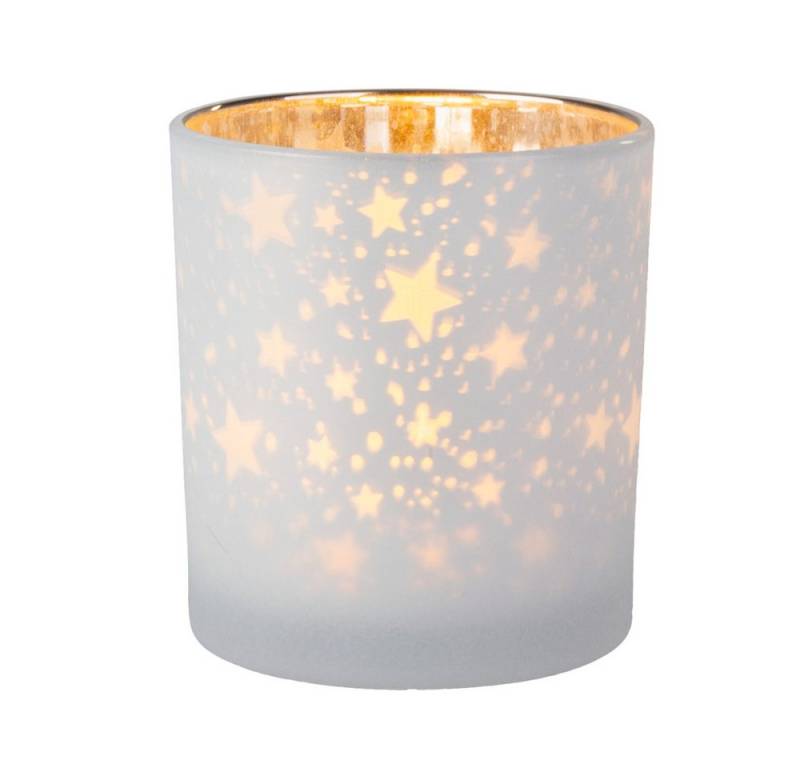 MICA Windlicht Teelichtglas gerade weiß - ca. 7 x 8 cm von MICA