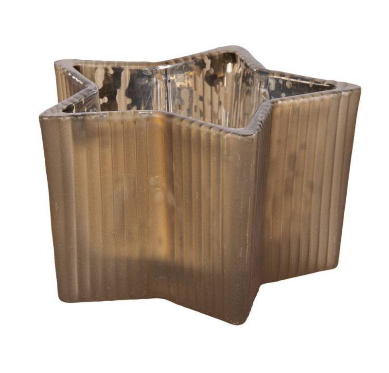 MICA Windlicht Teelichthalter Stern braun - ca. 11 x 6,5 cm von MICA