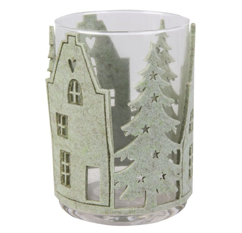 MICA Windlicht Windlicht - Häuser - klar/grün - ca. 9,5 x 13 cm MICA Windlicht Windlicht - Häuser - klar/grün - ca. 9,5 x 13 cm von MICA