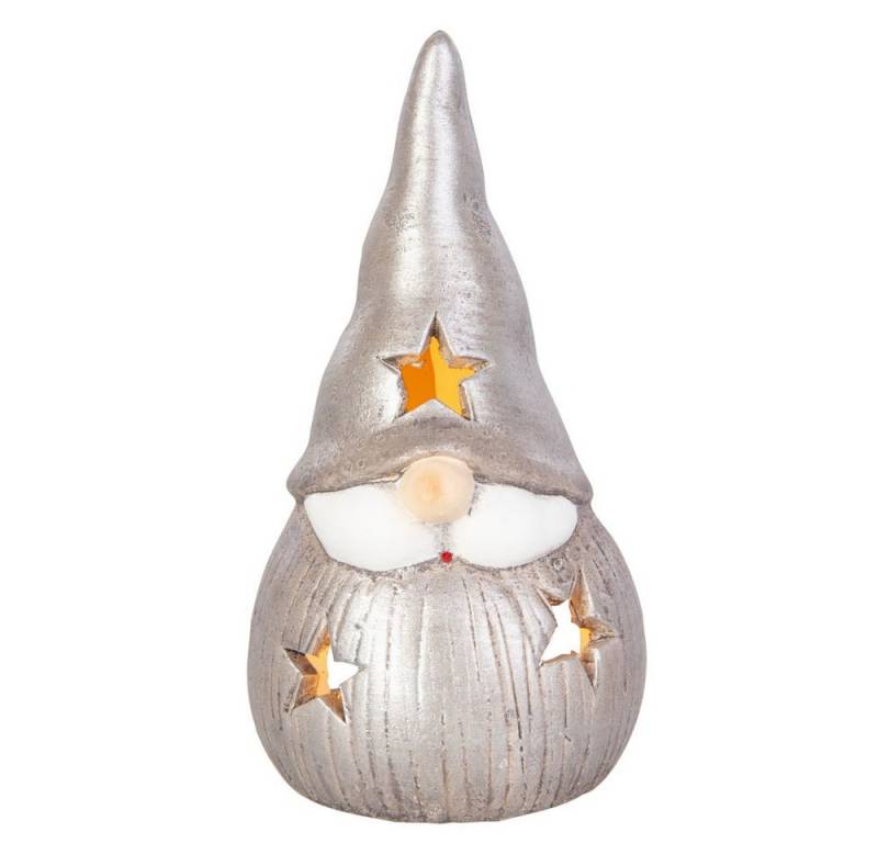 MICA Windlicht Windlicht - Wichtel - silber - ca. 9 x 8,5 x 16,5 cm von MICA