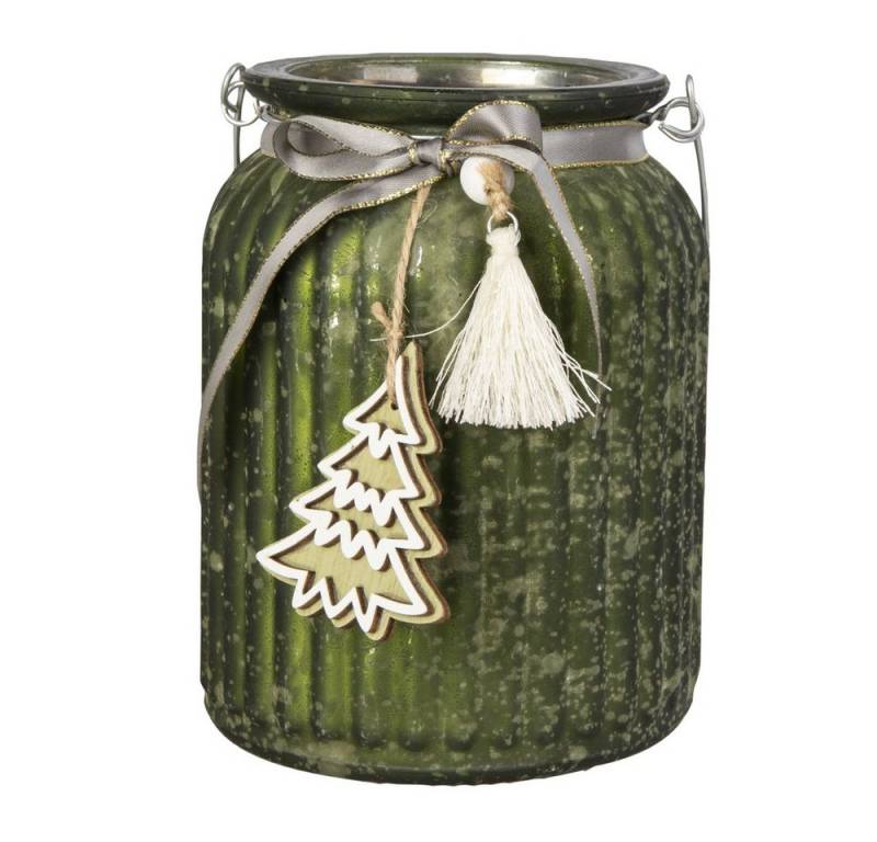 MICA Windlicht Windlicht mit Baum und Quaste - grün - ca. 11 x 14 cm MICA Windlicht Windlicht mit Baum und Quaste - grün - ca. 11 x 14 cm von MICA