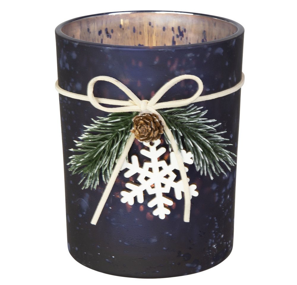 MICA Windlicht Windlicht - mit Schleife - blau - ca. 10 x 12,5 cm MICA Windlicht Windlicht - mit Schleife - blau - ca. 10 x 12,5 cm von MICA