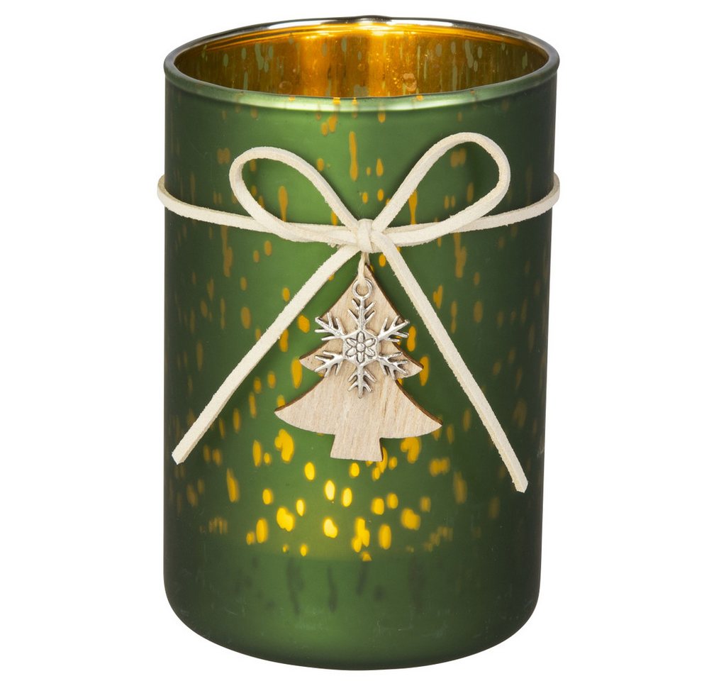 MICA Windlicht Windlicht mit Schleife - grün - ca. 8 x 12 cm MICA Windlicht Windlicht mit Schleife - grün - ca. 8 x 12 cm von MICA