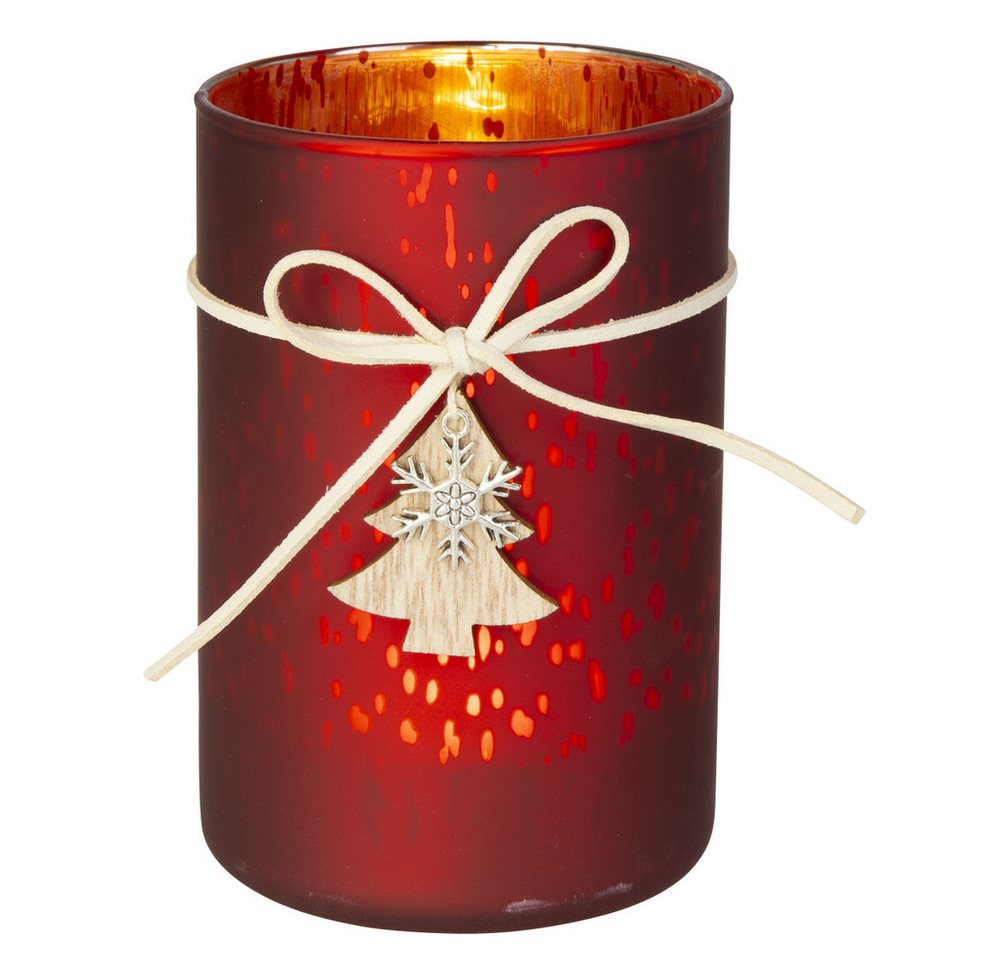 MICA Windlicht Windlicht mit Schleife - rot - ca. 8 x 12 cm MICA Windlicht Windlicht mit Schleife - rot - ca. 8 x 12 cm von MICA