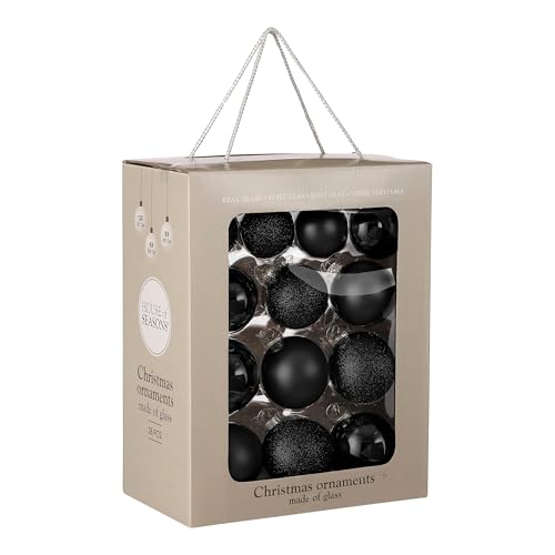 Mica Decorations Weihnachtsbaumkugeln-Set - 26 Stück - Ø7 cm - Schwarz von MICA