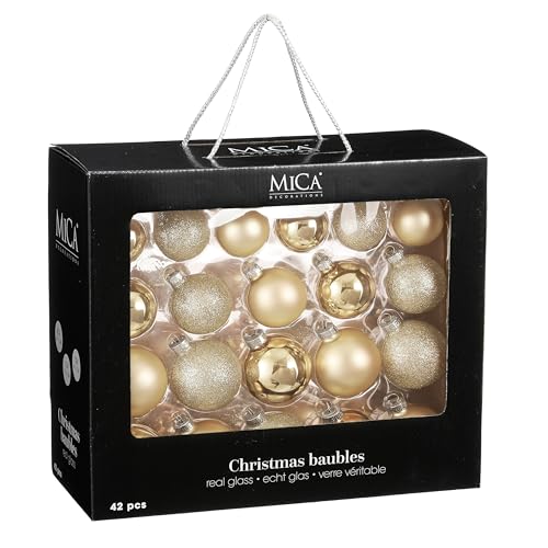 Mica Decorations Weihnachtsbaumkugeln-Set - 42 Stück - Ø7 cm - Champagne Mica Decorations Weihnachtsbaumkugeln-Set - 42 Stück - Ø7 cm - Champagne von MICA