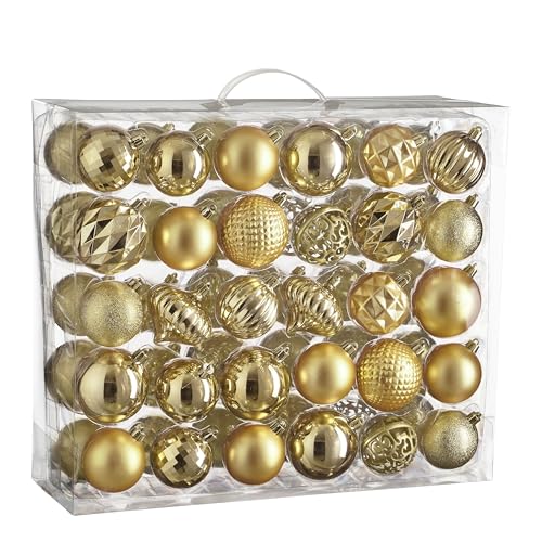 Mica Decorations Weihnachtsbaumkugeln-Set - 60 Stück - Ø7 cm - Bruchfest - Gold Mica Decorations Weihnachtsbaumkugeln-Set - 60 Stück - Ø7 cm - Bruchfest - Gold von MICA