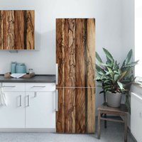 Möbelfolie Holz - Holzwand Flamed - Holzdekorfolie Größe HxB: 100cm x 100cm von MICASIA