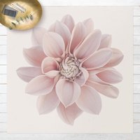 Vinyl-Teppich - Dahlie Blume Pastell Weiß Rosa - Quadrat 1:1 Größe HxB: 80cm x 80cm von MICASIA