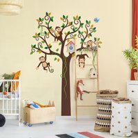 Micasia - Wandtattoo Babyzimmer No.YK27 Affenbaum Größe HxB: 90cm x 60cm von MICASIA