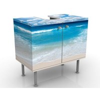 Waschbeckenunterschrank - Touch Of Paradise - Maritim Badschrank Blau Größe: 55cm x 60cm von MICASIA