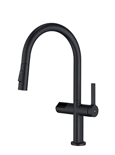 IMEX Abnehmbarer Einhebelmischer Wasserhahn mit Bewegungssensor und Digitalpanel - Kalt- und Warmwasserhähne - Flexible abnehmbare Serie TURIN Mattschwarz - GCE021/NG von MICE COLLECTION