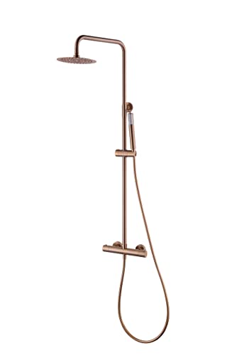 IMEX BTM039/ORC Duschsäule, Thermostatarmatur aus Edelstahl und Messing, Badarmaturen, Roségold, gebürstet von MICE COLLECTION