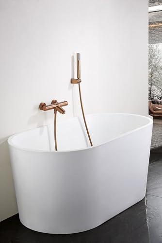 MICE Thermostatisches Dusch- und Badewannenarmatur-Set, aus Messing, theroistatischer Badarmatur mit Auslauf (Roségold, gebürstet) von MICE COLLECTION