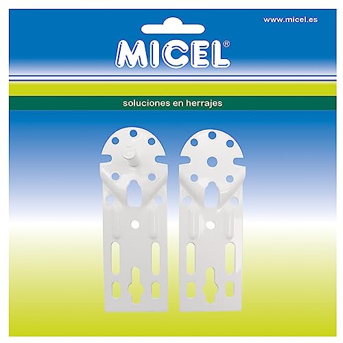 MICEL - 92557 Markisenhalter-Set, gerade, mit Wandbefestigung, Stahl-Finish, weiß lackiert, 65 x 50 x 185 mm von Micel