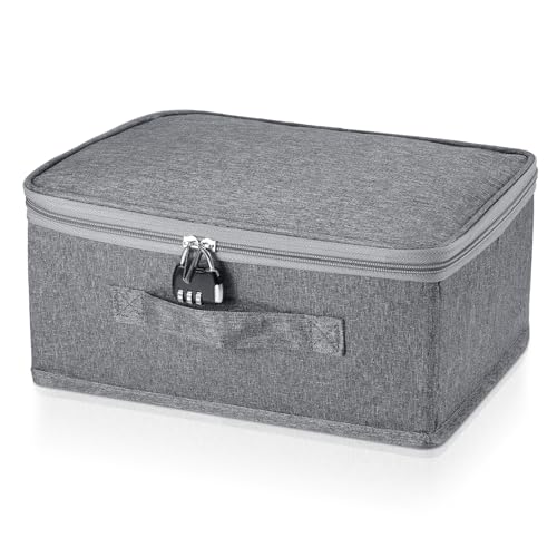 MICHIHOMIE Abschließbare Box, Aufbewahrungsbox mit Deckel Stoff, Kiste mit Zahlenschloss, Abschliessbare Box für Kleidung, Spielzeug(30x20x14 cm) von MICHIHOMIE