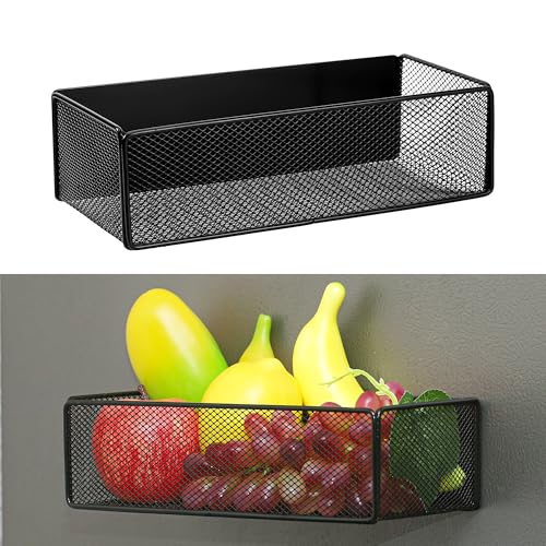 MICHIHOMIE Gewürzregal Magnetisch, Magnet Regal Kühlschrank Maximale Belastung 2.5 KG, Magnet Ablage Anti-Rost für Gewürze, Gläser, Getränke, Schwarz von MICHIHOMIE