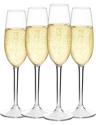 MICHLEY Champagnerflöten, 4er-Set, 215 ml, unzerbrechliche Tritan-Kunststoff-Weingläser, Hochzeitsgeschenke von MICHLEY