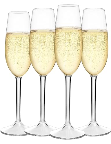 MICHLEY Champagnerflöten, 4er-Set, 215 ml, unzerbrechliche Tritan-Kunststoff-Weingläser, Hochzeitsgeschenke MICHLEY Champagnerflöten, 4er-Set, 215 ml, unzerbrechliche Tritan-Kunststoff-Weingläser, Hochzeitsgeschenke von MICHLEY