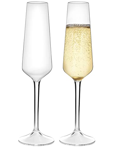MICHLEY Champagnerflöten Gläser 2 Stück 213 ml unzerbrechlich Tritan Kunststoff Sekt Glas Jahrestag Hochzeit Geschenke von MICHLEY