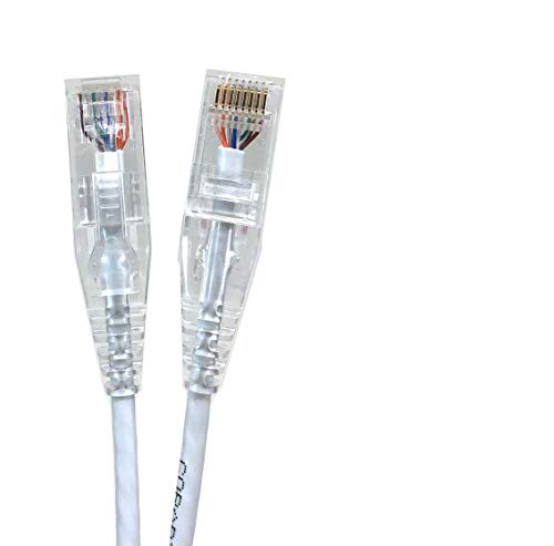 MICRO CONNECTORS E08-010W-SL5 Patchkabel, ultradünn, 28 AWG, UTP, RJ45, Weiß, 5 Stück von MICRO CONNECTORS