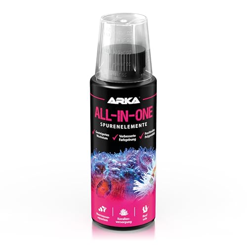 Korallenversorgung Meerwasseraquarium – ARKA All-In-One 118 ml – Komplettlösung mit Kalzium, Jod, Strontium & Vitaminen – fördert Farbenpracht & Wachstum – über 70 Nährstoffe von ARKA